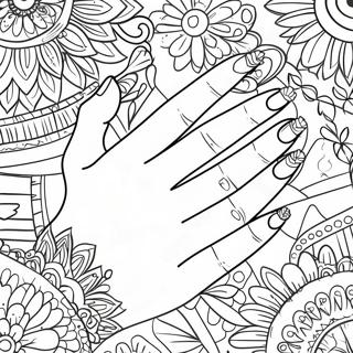 Hand Nail Art Coloring Page 68302-56324