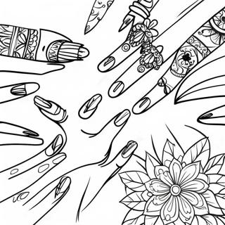 Colorful Hand Nail Designs Coloring Page 68303-56325