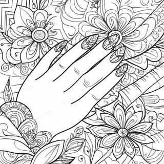 Colorful Hand Nail Designs Coloring Page 68303-56326