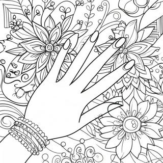 Colorful Hand Nail Designs Coloring Page 68303-56327