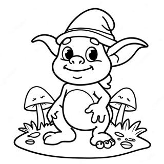 Cute Goblin With Mushrooms Coloring Page 68313-56335