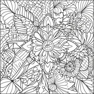 Colorful Quilt Patterns Coloring Page 68443-56444