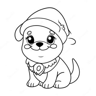 Cute Christmas Puppy Coloring Pages