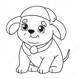 Adorable Christmas Puppy With Santa Hat Coloring Page 68453-56446