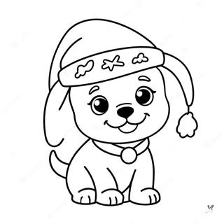 Adorable Christmas Puppy With Santa Hat Coloring Page 68453-56447