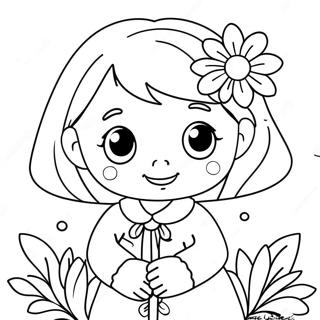 Cute Mia With Flowers Coloring Page 68503-56497