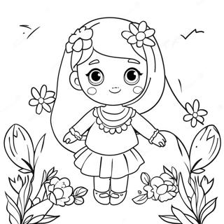 Cute Mia With Flowers Coloring Page 68503-56498