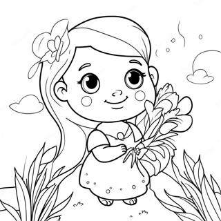 Cute Mia With Flowers Coloring Page 68503-56499