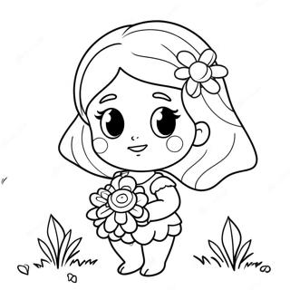 Cute Mia With Flowers Coloring Page 68503-56500