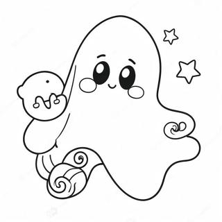 Adorable Kawaii Ghost With Candy Coloring Page 68523-56502