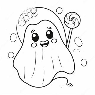 Adorable Kawaii Ghost With Candy Coloring Page 68523-56503