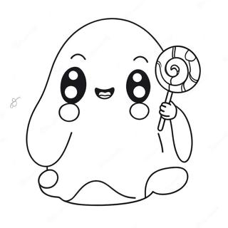 Adorable Kawaii Ghost With Candy Coloring Page 68523-56504