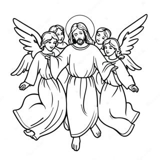 Heavenly Angels Surrounding Jesus Coloring Page 68533-56515