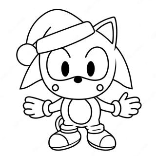 Sonic The Hedgehog With Santa Hat Coloring Page 6855-5575