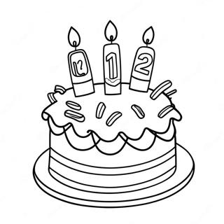 Colorful 12th Birthday Cake Coloring Page 68563-56537