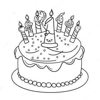 Colorful 12th Birthday Cake Coloring Page 68563-56538