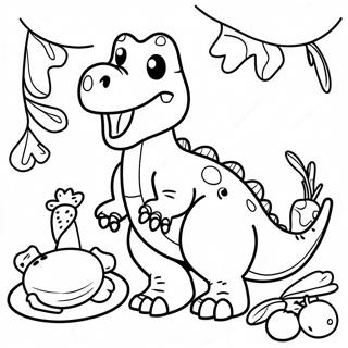 Dinosaur Thanksgiving Feast Coloring Page 68592-56542