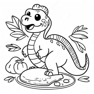 Dinosaur Thanksgiving Feast Coloring Page 68592-56543