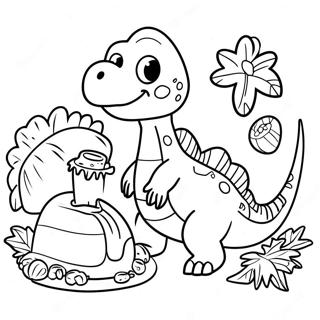 Dinosaur Thanksgiving Feast Coloring Page 68592-56544