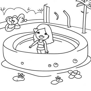 Barbie Swimming Pool Coloring Page 68692-56642