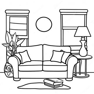 Cozy Living Room Couch Coloring Page 68734-56666