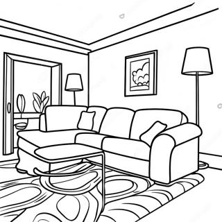 Cozy Living Room Couch Coloring Page 68734-56667