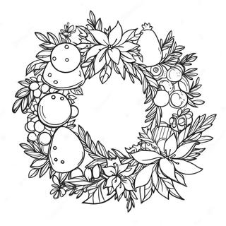 Festive Christmas Wreath Coloring Page 6875-5591