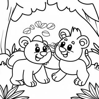 Lion Characters Playing In The Jungle Coloring Page 68844-56748