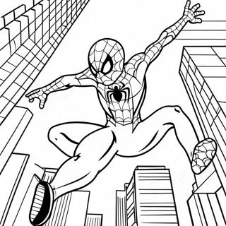 Spiderman Swinging Through The City Coloring Page 68874-56785