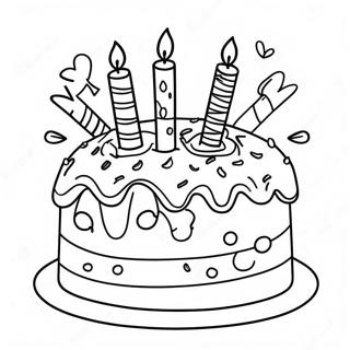 Colorful Happy 13th Birthday Cake Coloring Page 68884-56782