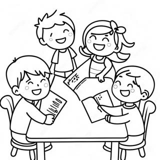 Happy Children Signing Coloring Page 68934-56829