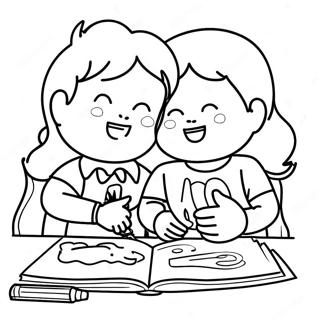 Happy Children Signing Coloring Page 68934-56831