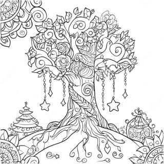 Colorful Jesse Tree With Ornaments Coloring Page 68954-56841