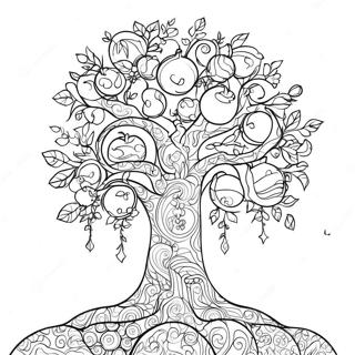 Colorful Jesse Tree With Ornaments Coloring Page 68954-56842