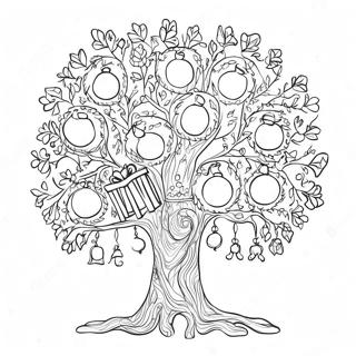 Colorful Jesse Tree With Ornaments Coloring Page 68954-56843