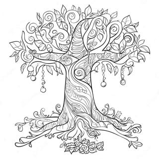 Colorful Jesse Tree With Ornaments Coloring Page 68954-56844