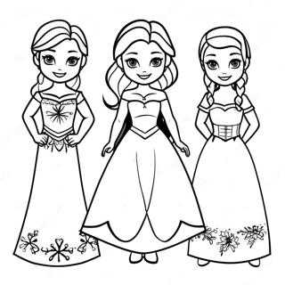 Elsa And Anna Paper Dolls Coloring Page 69043-56902