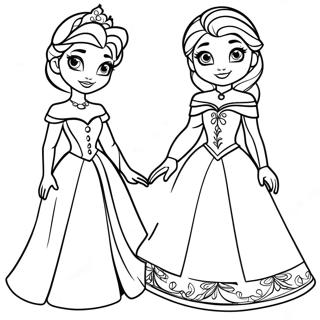 Elsa And Anna Paper Dolls Coloring Page 69043-56904