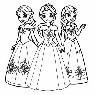 Frozen Princesses Paper Dolls Coloring Page 69044-56935