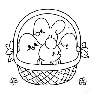 Cute Peeps In A Basket Coloring Page 69074-56938