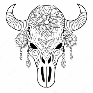 Decorative Cow Skull Coloring Page 69154-57007