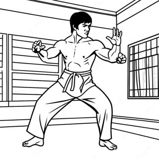 Bruce Lee Iconic Kicking Coloring Page 69334-57146