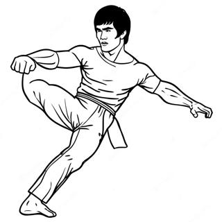 Bruce Lee Iconic Kicking Coloring Page 69334-57147