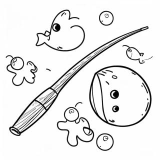 Colorful Fishing Pole With Bait Coloring Page 69454-57237