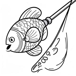 Colorful Fishing Pole With Bait Coloring Page 69454-57238