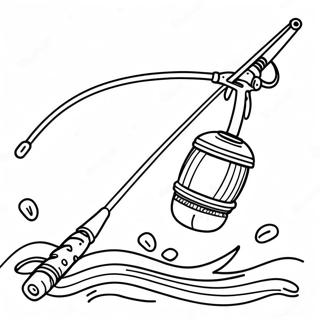 Colorful Fishing Pole With Bait Coloring Page 69454-57239