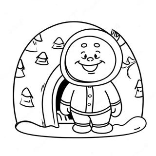 Happy Eskimo With Igloo Coloring Page 69464-57242