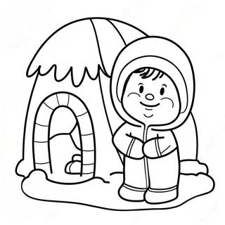 Happy Eskimo With Igloo Coloring Page 69464-57243