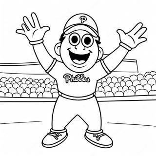 Funny Phillies Mascot Dancing Coloring Page 69544-57291