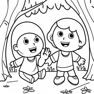 Sneaky Kids Playing Hide And Seek Coloring Page 69634-57373